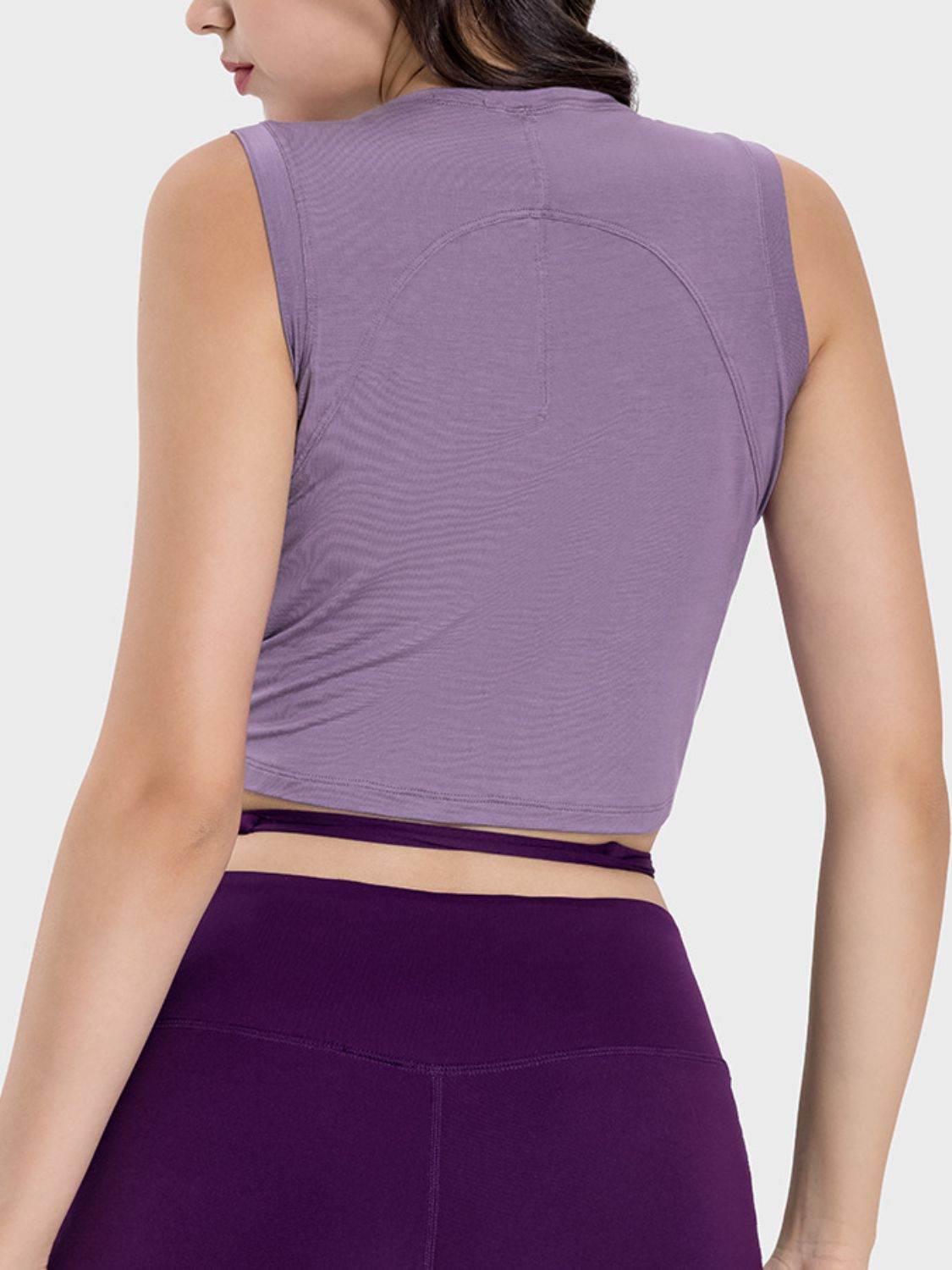 Millennia Drawstring Ruched Wide Strap Active Tank - Hovatok