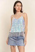 J.NNA Sequin Tassel Hem Flowy Cami - Hovatok