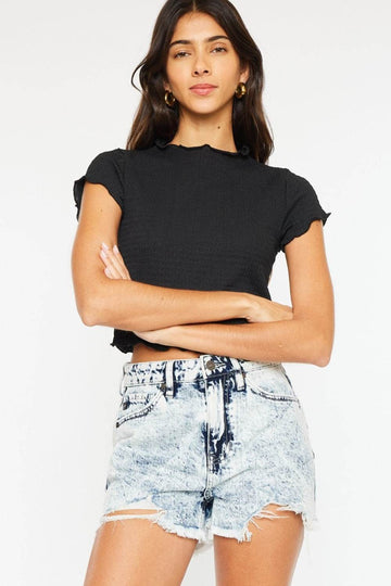Kancan Full Size Distressed High Waist Denim Shorts - Hovatok