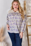 Hailey & Co Full Size Lace Detail Printed Blouse - Hovatok