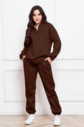 Half Zip Long Sleeve Sweatshirt and Pants Set - Hovatok