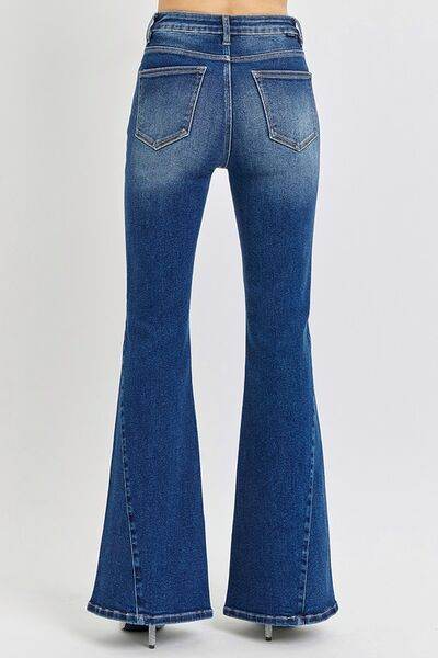 RISEN Distressed Button-Fly Flare Jeans - Hovatok