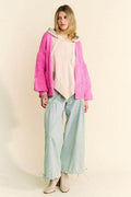 Davi & Dani Side Slit Open Front Long Sleeve Cardigan - Hovatok