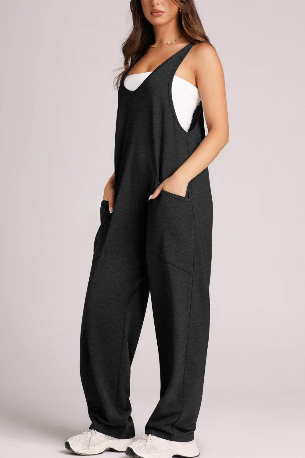 Lovelet Wide Strap Jumpsuit with Pockets - Hovatok