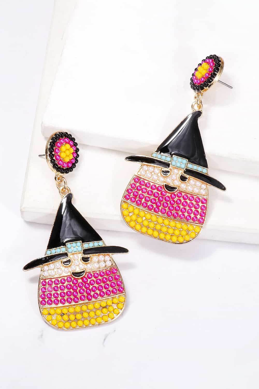Witch's Hat Shape Synthetic Pearl Dangle Earrings - Hovatok