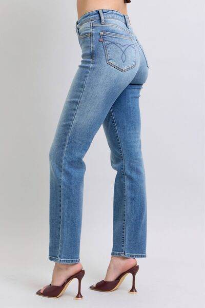 Judy Blue Full Size Run Vintage Wash Thermal Straight Jeans - Hovatok