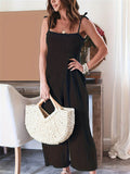 Full Size Smocked Spaghetti Strap Wide Leg Jumpsuit - Hovatok