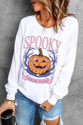 Jack-O'-Lantern Round Neck Long Sleeve Sweatshirt - Hovatok