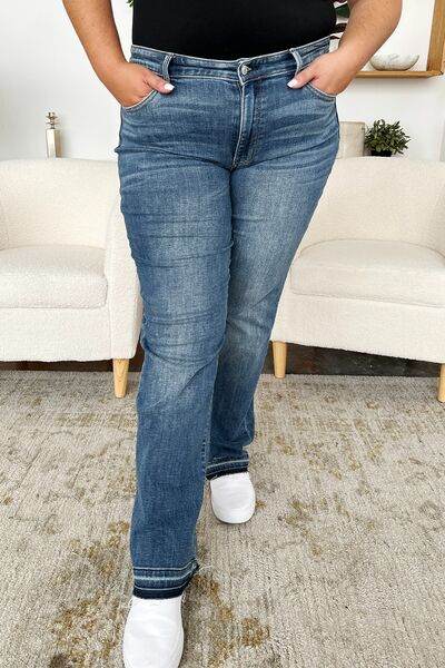 Judy Blue Full Size Mid Rise Release Hem Jeans - Hovatok
