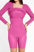 Basic Bae Full Size Built-In Shapewear Square Neck Long Sleeve Dress - Hovatok