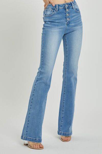 RISEN Full Size High Rise Button Fly Bootcut Jeans - Hovatok