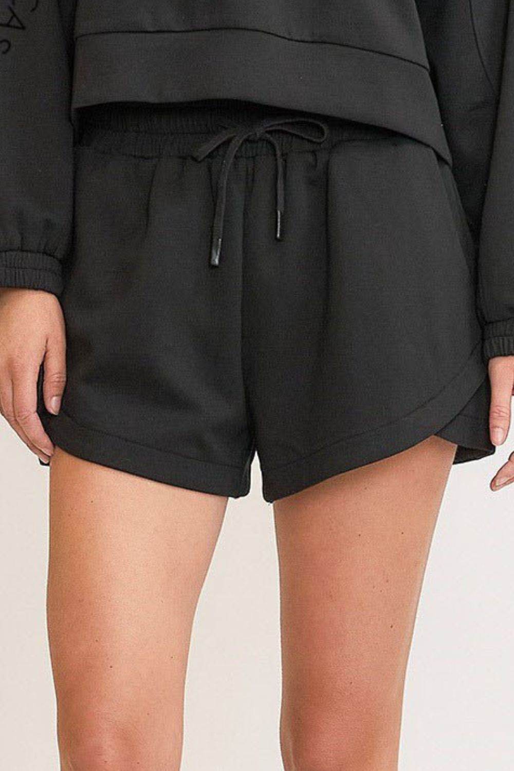 Umgee Full Size Drawstring Sweatshorts with Pockets Plus Size - Hovatok