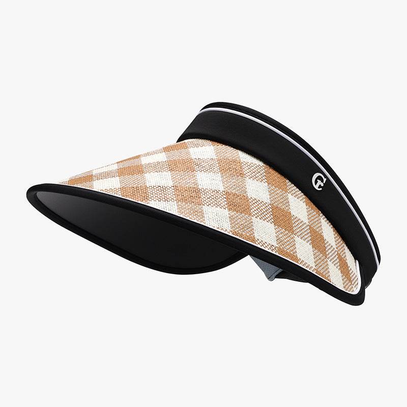 Plaid Natural Grass Adjustable Sun Hat - Hovatok
