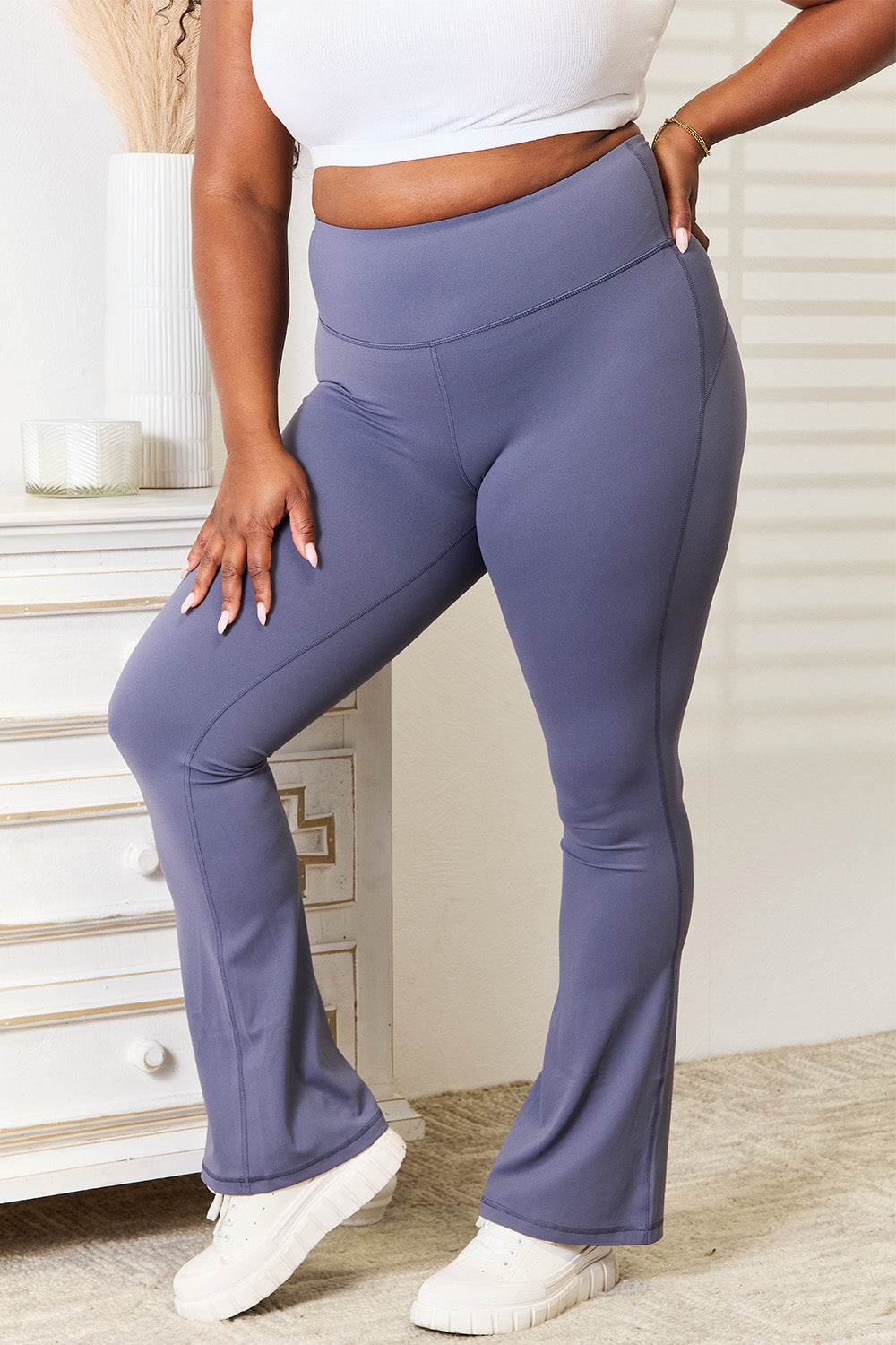 Millennia Basic Bae Wide Waistband Bootcut Sports Pants - Hovatok
