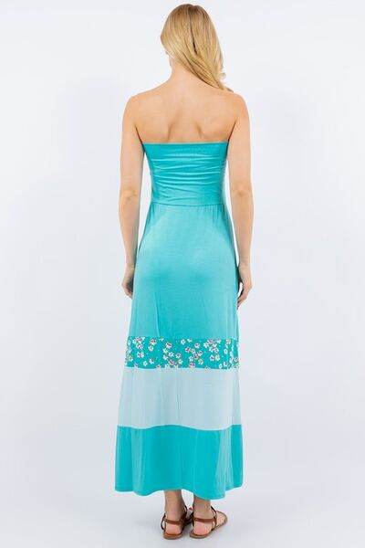 Celeste Full Size Color Block Tube Maxi Dress Plus Size - Hovatok