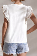 Oh Full Size Ruffled Round Neck Cap Sleeve Top - Hovatok
