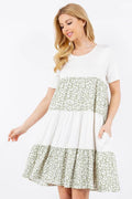 Celeste Full Size Leopard Round Neck Short Sleeve Dress Plus Size - Hovatok