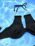 Halter Neck Chain Detail Two-Piece Bikini Set - Hovatok