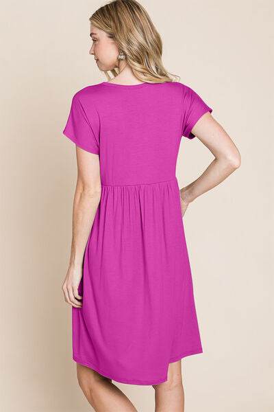 BOMBOM V-Neck Short Sleeve Dress - Hovatok