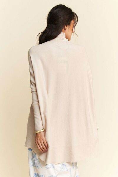 Davi & Dani High-Low Turtleneck Long Sleeve Knit Top - Hovatok
