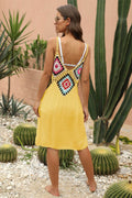Geometric V-Neck Spaghetti Strap Cover Up Dress - Hovatok