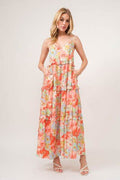 And The Why Floral Ruffled Tiered Maxi Adjustable Strap Cami Dress - Hovatok