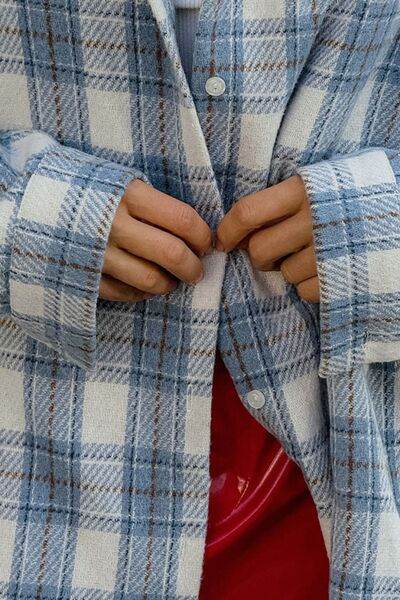 Plaid Button Up Long Sleeve Jacket - Hovatok