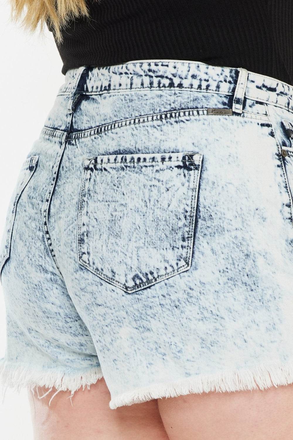 Kancan Full Size Distressed High Waist Denim Shorts - Hovatok