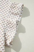 Ruffled Round Neck Checkered Top and Shorts Set - Hovatok