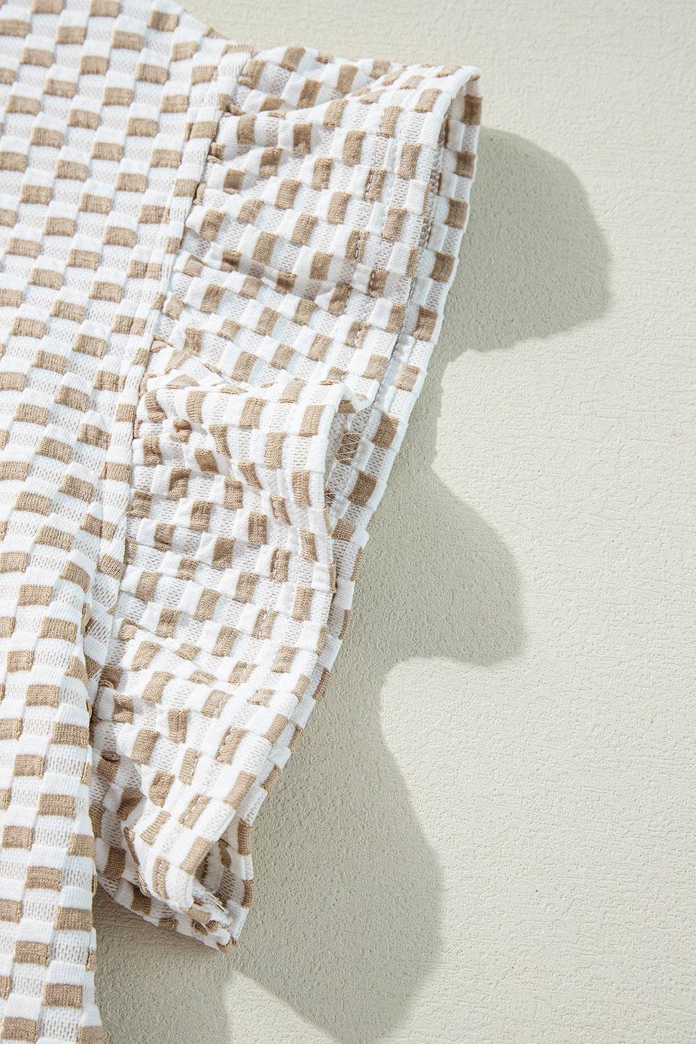 Ruffled Round Neck Checkered Top and Shorts Set - Hovatok