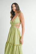 MABLE Cutout Waist Backless Maxi Dress - Hovatok