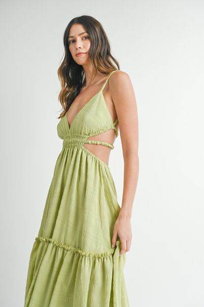 MABLE Cutout Waist Backless Maxi Dress - Hovatok