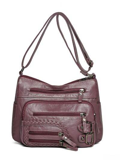Multi Pockets PU Leather Shoulder Bag - Hovatok