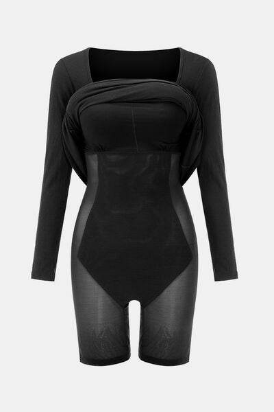 Basic Bae Built-In Shapewear Square Neck Long Sleeve Maxi Dress - Hovatok