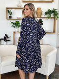Double Take Full Size Printed Ruffle Hem Long Sleeve Tiered Dress - Hovatok