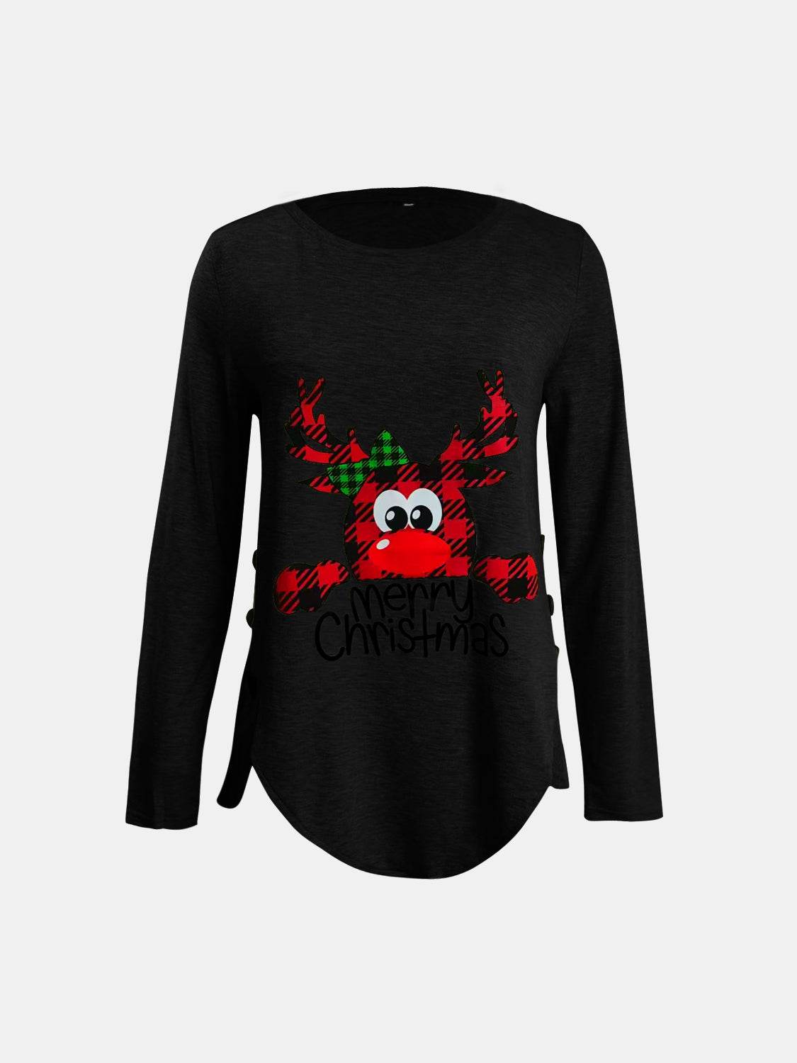 Full Size Reindeer Round Neck Long Sleeve T-Shirt - Hovatok