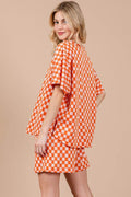 Ces Femme Checkered Round Neck Top and Shorts Set - Hovatok