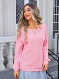 Angel Wings Decor Button Drop Shoulder Knit Top - Hovatok