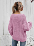 Angel Wings V-Neck Dropped Shoulder Sweater - Hovatok