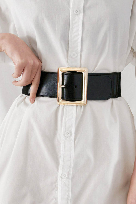 Rectangle Buckle Elastic Wide Belt - Hovatok