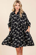 Mittoshop Zebra Print Button Down Shirt Mini Dress - Hovatok