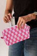 Zenana Checkered Pattern Knitted Cosmetic Pouch - Hovatok