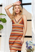 ADORA Contrast Striped V-Neck Mini Dress - Hovatok