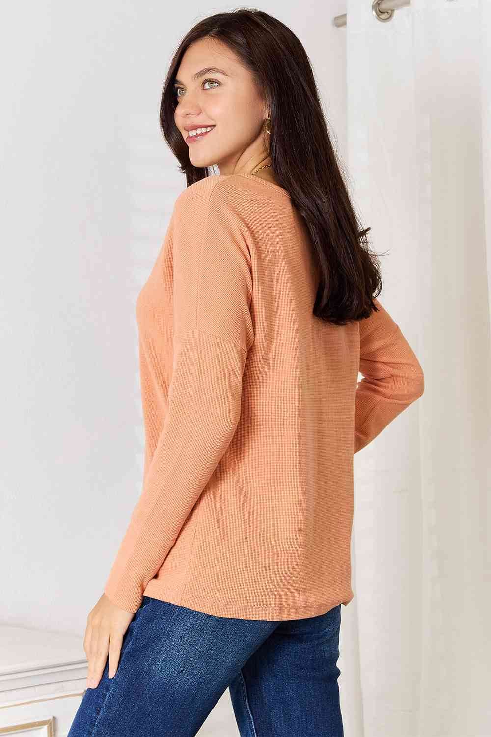 Basic Bae Half Button Long Sleeve Top - Hovatok