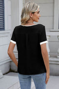 Cutout Round Neck Short Sleeve Top - Hovatok