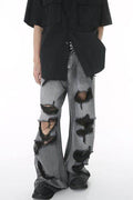 Distressed Wide Leg Jeans with Pockets - Hovatok
