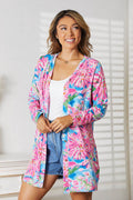 Double Take Floral Open Front Long Sleeve Cardigan - Hovatok