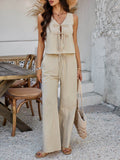 Devine Tied V-Neck Sleeveless Top and Pants Set - Hovatok