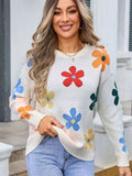 Angel Wings Flower Round Neck Long Sleeve Sweater - Hovatok