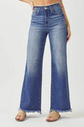 RISEN High Waist Raw Hem Wide Leg Jeans - Hovatok